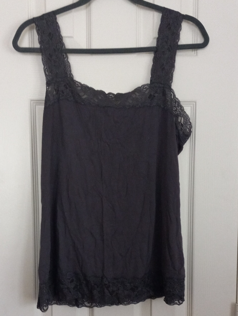 Halogen Charcoal Gray Lace-Trim Camisole Tank Top